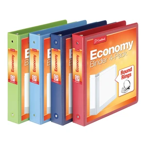 Cardinal 3 Ring Binders, Round Rings, Holds 350 Sheets, ClearVue Presentation View, Non-Stick, Assorted Colors (79550), 1.5 Inch (Pack of 4) Cardinal 3 Ring Binders, Round Rings, Holds 350 Sheets, ClearVue Presentation View, Non-Stick, Assorted Colors (79550), 1.5 Inch (Pack of 4)