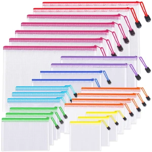 24pcs Mesh Zipper Pouch Bags 8 Sizes Plastic Clear Pouches for Organization 24pcs Mesh Zipper Pouch Bags 8 Sizes Plastic Clear Pouches for Organization