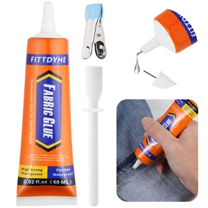 FITTDYHE Fabric Glue Permanent, 60 ML Washable Clear Clothing Glue, Super Fabric Glue for Rhinestones, Patches, Clothes, Denim, Leather, Polyester, Fabrics, Doll Repair, Flannel, Cotton FITTDYHE Fabric Glue Permanent, 60 ML Washable Clear Clothing Glue, Super Fabric Glue for Rhinestones, Patches, Clothes, Denim, Leather, Polyester, Fabrics, Doll Repair, Flannel, Cotton