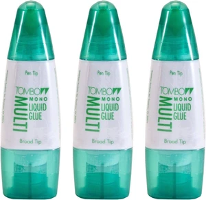 Tombow Mono Multi Liquid Glue (3 Pack) - Clear, Low Viscosity, Dries Clear Tombow Mono Multi Liquid Glue (3 Pack) - Clear, Low Viscosity, Dries Clear
