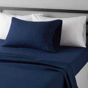 Amazon Basics Lightweight Super Soft Easy Care Wrinkle Free Microfiber 3 Piece Bed Sheet Set with 14-Inch Deep Pockets, Twin, Navy Blue, Solid, Kids, Men & Women Bedding Amazon Basics Lightweight Super Soft Easy Care Wrinkle Free Microfiber 3 Piece Bed Sheet Set with 14-Inch Deep Pockets, Twin, Navy Blue, Solid, Kids, Men & Women Bedding