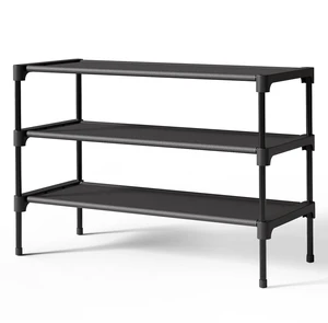 Kitsure Shoe Rack - Non-Woven Shoe Rack Shelf, 27.5" Wide - 3 Tier, Black Kitsure Shoe Rack - Non-Woven Shoe Rack Shelf, 27.5" Wide - 3 Tier, Black