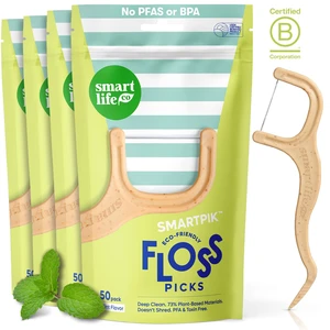 SmartLifeco Eco-Friendly Dental Floss Picks (200ct) - Flossers Made with Straw Wheat Blend, Superior Anti-Shred Thread for Tight Gaps, Tooth Pick Stick for Adults, Soft on Gum & Teeth, Vegan, Mint SmartLifeco Eco-Friendly Dental Floss Picks (200ct) - Flossers Made with Straw Wheat Blend, Superior Anti-Shred Thread for Tight Gaps, Tooth Pick Stick for Adults, Soft on Gum & Teeth, Vegan, Mint