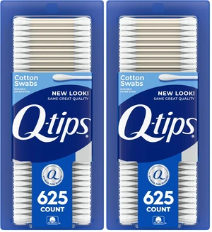 Q-tips Cotton Swabs for Hygiene and Beauty Care Original Cotton Swab Made with 100% Cotton 625 Count, (Pack of 2) Q-tips Cotton Swabs for Hygiene and Beauty Care Original Cotton Swab Made with 100% Cotton 625 Count, (Pack of 2)
