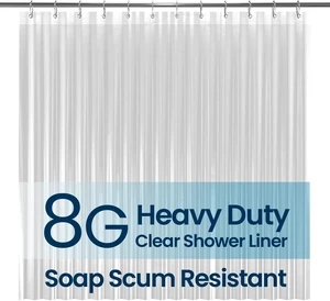 LiBa Shower Curtain PEVA 8G, 72x72 Inch Waterproof Clear LiBa Shower Curtain PEVA 8G, 72x72 Inch Waterproof Clear