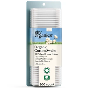 Sky Organics Organic Cotton Swabs 500 Ct, 100% Pure, Natural, Chlorine-Free Sky Organics Organic Cotton Swabs 500 Ct, 100% Pure, Natural, Chlorine-Free