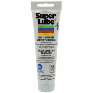 Super Lube Multi-Purpose Synthetic Grease w/ Syncolon - High Temperature, Water & Corrosion Resistant Grease - Workshop & Industrial Use - Food Grade - Translucent White - Tube - 3 oz (21030) Super Lube Multi-Purpose Synthetic Grease w/ Syncolon - High Temperature, Water & Corrosion Resistant Grease - Workshop & Industrial Use - Food Grade - Translucent White - Tube - 3 oz (21030)