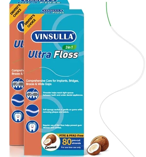 VINSULLA 3-in-1 Orthodontic Floss for Braces, Bridges & Implants VINSULLA 3-in-1 Orthodontic Floss for Braces, Bridges & Implants
