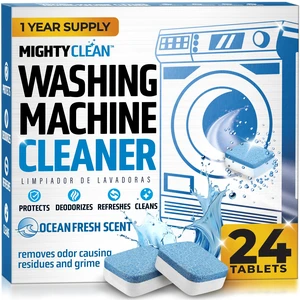MIGHTY CLEAN Washing Machine Cleaner Tablets 24 Pack - 1 Year Supply, Septic Safe Washing Machine Cleaning Tablets, Washer Cleaner Tablet, Works with All Washers Including HE MIGHTY CLEAN Washing Machine Cleaner Tablets 24 Pack - 1 Year Supply, Septic Safe Washing Machine Cleaning Tablets, Washer Cleaner Tablet, Works with All Washers Including HE