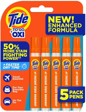 Tide Stain Remover for Clothes, Tide To Go Pen, Instant Stain & Spot Remover for Clothes, Travel & Pocket Size, 5 Count (Pack of 1) (Packaging May Vary) Tide Stain Remover for Clothes, Tide To Go Pen, Instant Stain & Spot Remover for Clothes, Travel & Pocket Size, 5 Count (Pack of 1) (Packaging May Vary)