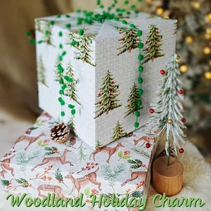 BIOBROWN Christmas Wrapping Paper Doe Floral and Tree Design Gift Wrap BIOBROWN Christmas Wrapping Paper Doe Floral and Tree Design Gift Wrap