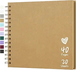Scrapbook Photo Album 8"x8" 20 Sheets 40 Pages Hardcover Kraft Paper Khaki Scrapbook Photo Album 8"x8" 20 Sheets 40 Pages Hardcover Kraft Paper Khaki