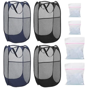 4 Pcs Mesh Pop Up Laundry Hamper with Carry Handles 4 Wash Bags 4 Pcs Mesh Pop Up Laundry Hamper with Carry Handles 4 Wash Bags