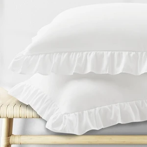KKJIAF Ruffle Pillow Cases Standard Size Set of 2, White KKJIAF Ruffle Pillow Cases Standard Size Set of 2, White