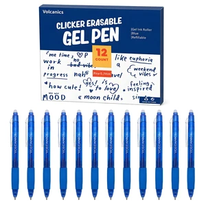 Volcanics Retractable Clicker Erasable Gel Pens, Blue Ink, 0.7mm, 12 Pack Volcanics Retractable Clicker Erasable Gel Pens, Blue Ink, 0.7mm, 12 Pack