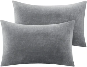 BEDELITE Flannel Pillowcases Standard Set of 2, Gray, 20x26 Inches BEDELITE Flannel Pillowcases Standard Set of 2, Gray, 20x26 Inches