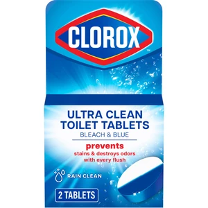 Clorox Ultra Clean Toilet Tablets Bleach & Blue, Rain Clean Scent 2.47 Ounces Each, 2 Count (Package May Vary) Clorox Ultra Clean Toilet Tablets Bleach & Blue, Rain Clean Scent 2.47 Ounces Each, 2 Count (Package May Vary)