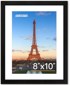 FIXSMITH 8x10 Picture Frame 1 Pack, Photo Frame with HD Plexiglass, Display Pictures 5x7 with Mat or 8x10 Without Mat, Picture Frames Collage for Tabletop or Wall Display, Black FIXSMITH 8x10 Picture Frame 1 Pack, Photo Frame with HD Plexiglass, Display Pictures 5x7 with Mat or 8x10 Without Mat, Picture Frames Collage for Tabletop or Wall Display, Black