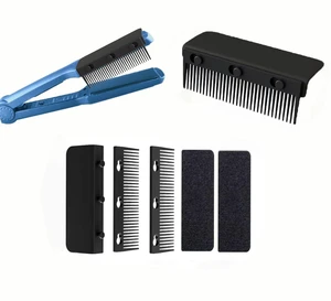 Flat Iron Attachment, Removable Hair Straightener, The Comb for Flat Iron for Black Hair, Professional or Home Use Compact Straightening Styling Tool (Black) Flat Iron Attachment, Removable Hair Straightener, The Comb for Flat Iron for Black Hair, Professional or Home Use Compact Straightening Styling Tool (Black)