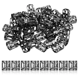 50 Pcs Black Dreadlock Beads Braids Accessories Metal Tube Beads Dreadlock Hair Clips Adjustable Hair Cuff Braids Bead 50 Pcs Black Dreadlock Beads Braids Accessories Metal Tube Beads Dreadlock Hair Clips Adjustable Hair Cuff Braids Bead