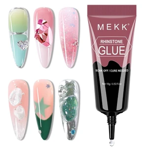 MEKK No Wipe Super Strong Rhinestone Glue for Nails, 15g Nail Charm Glue MEKK No Wipe Super Strong Rhinestone Glue for Nails, 15g Nail Charm Glue