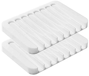 2PCS Soap Dish Holder, Premium Silicone Soap Dishes for Shower Bathroom Kitchen Sinks, Soap Tray Saver Drainer, Self-draining Waterfall, Non-Slip Design, Easy Cleaning (White) 2PCS Soap Dish Holder, Premium Silicone Soap Dishes for Shower Bathroom Kitchen Sinks, Soap Tray Saver Drainer, Self-draining Waterfall, Non-Slip Design, Easy Cleaning (White)