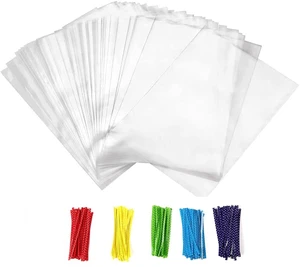 Newkita Small Cellophane Bags, Clear Gift Treat Bags for Candy, Cake Pops, Goodies & Party Favors with 4'' Ties, 100PCS (4'' x 6'') Newkita Small Cellophane Bags, Clear Gift Treat Bags for Candy, Cake Pops, Goodies & Party Favors with 4'' Ties, 100PCS (4'' x 6'')