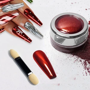 Metallic Mirror Red Chrome Nail Powder for Christmas DIY Nail Art Metallic Mirror Red Chrome Nail Powder for Christmas DIY Nail Art