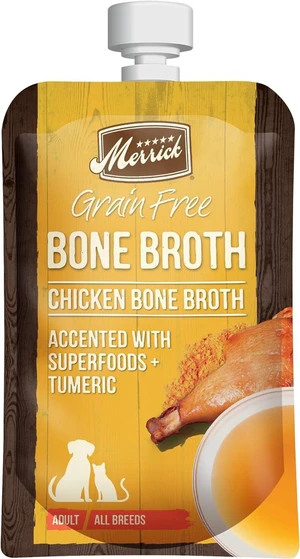 Merrick Grain Free Chicken Bone Broth Dog and Cat Food Topper, 7 oz Pouch Merrick Grain Free Chicken Bone Broth Dog and Cat Food Topper, 7 oz Pouch