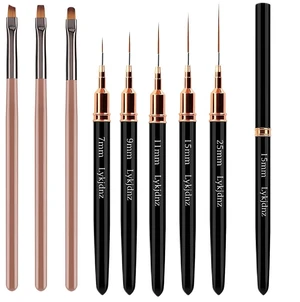 8Pcs Nail Art Brushes Set, 5 Art Liners & 3 Multi Shape Gel Builder Brushes 8Pcs Nail Art Brushes Set, 5 Art Liners & 3 Multi Shape Gel Builder Brushes