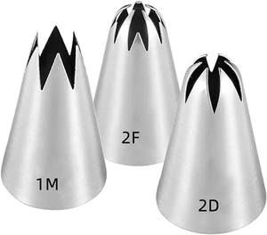 1M 2D 2F Piping Tips Set, Large Icing Tips for Cake Rosettes & Flowers 1M 2D 2F Piping Tips Set, Large Icing Tips for Cake Rosettes & Flowers