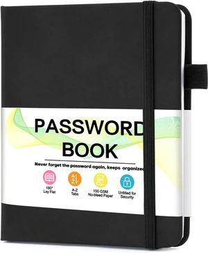 Password Keeper Book with Alphabetical Tabs,4.3"x5.7" Small Password Books for Seniors Password Notebook for Internet Website Address Log in Detail(Black) Password Keeper Book with Alphabetical Tabs,4.3"x5.7" Small Password Books for Seniors Password Notebook for Internet Website Address Log in Detail(Black)