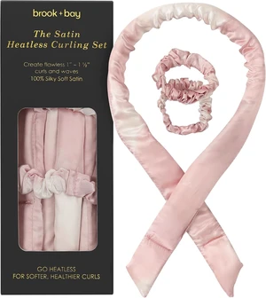 Brook + Bay Heatless Hair Curler-Overnight Heatless Curls, Heatless Curling Rod for Short & Long Hair & Headband Hair Curlers to Sleep in - Pale Rose Brook + Bay Heatless Hair Curler-Overnight Heatless Curls, Heatless Curling Rod for Short & Long Hair & Headband Hair Curlers to Sleep in - Pale Rose