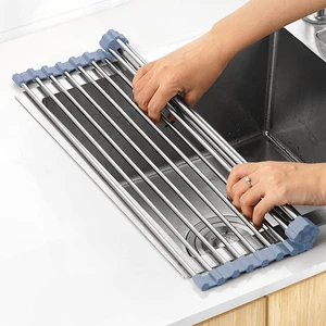 MECHEER Over The Sink Dish Drying Rack, Roll Up Dish Drying Rack Kitchen Dish Rack Stainless Steel Sink Drying Rack, Foldable Dish Drainer, 17.5''x11.8'' MECHEER Over The Sink Dish Drying Rack, Roll Up Dish Drying Rack Kitchen Dish Rack Stainless Steel Sink Drying Rack, Foldable Dish Drainer, 17.5''x11.8''
