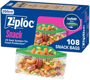 Ziploc Snack Bags, Food Storage, Easy Open & Close, 108 Count Ziploc Snack Bags, Food Storage, Easy Open & Close, 108 Count