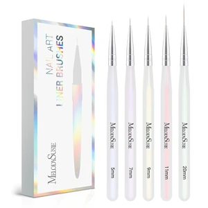 MelodySusie 5Pcs Nail Art Liner Brushes Sizes 5/7/9/11/20mm MelodySusie 5Pcs Nail Art Liner Brushes Sizes 5/7/9/11/20mm