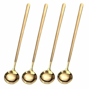 4 PCS 6.7 Inches Coffee Spoons, Stirring Spoons, Tea Spoons Long Handle, Teaspoons, Gold Spoons, Ice Tea Spoons, Long Spoons for Stirring, Espresso Spoons Stainless Steel 4 PCS 6.7 Inches Coffee Spoons, Stirring Spoons, Tea Spoons Long Handle, Teaspoons, Gold Spoons, Ice Tea Spoons, Long Spoons for Stirring, Espresso Spoons Stainless Steel