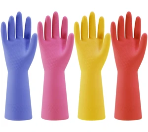 Rubber Kitchen Dishwashing Gloves - 4 Pairs Colorful Reusable Household Cleaning Gloves for Washing Dishes and Cleaning Tasks, Flexible Long-lasting and Non-Slip (Medium, Blue+Pink+Yellow+Red) Rubber Kitchen Dishwashing Gloves - 4 Pairs Colorful Reusable Household Cleaning Gloves for Washing Dishes and Cleaning Tasks, Flexible Long-lasting and Non-Slip (Medium, Blue+Pink+Yellow+Red)