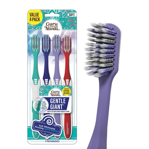 GuruNanda Gentle Giant Toothbrush with Dual Action Flossing Spiral Bristles, Non-Slip Ergo Dexa Grip, Helps in Teeth Whitening, BPA Free Manual Toothbrushes, Assorted Colors, 4 Count GuruNanda Gentle Giant Toothbrush with Dual Action Flossing Spiral Bristles, Non-Slip Ergo Dexa Grip, Helps in Teeth Whitening, BPA Free Manual Toothbrushes, Assorted Colors, 4 Count