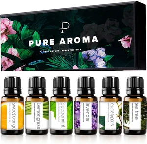 Essential Oils Set by Pure Aroma - Top 6 Aromatherapy Oils Gift Set-6 Pack, 10ml (Eucalyptus, Lavender, Lemongrass, Sweet Orange, Peppermint, Tea Tree) Essential Oils Set by Pure Aroma - Top 6 Aromatherapy Oils Gift Set-6 Pack, 10ml (Eucalyptus, Lavender, Lemongrass, Sweet Orange, Peppermint, Tea Tree)
