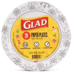 Glad Holiday Paper Plates, Grey Snowflake Design, 10 Inch, 20 Count Glad Holiday Paper Plates, Grey Snowflake Design, 10 Inch, 20 Count