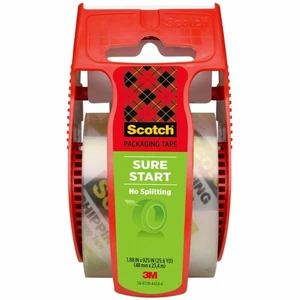Scotch Brand Sure Start Shipping Packaging Tape with Dispenser, 2 Inches x 800 Inches (145), Clear Scotch Brand Sure Start Shipping Packaging Tape with Dispenser, 2 Inches x 800 Inches (145), Clear