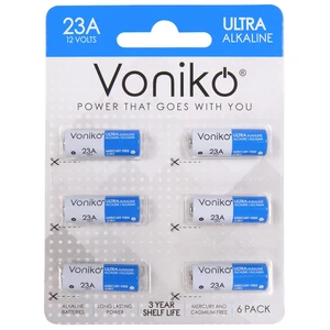 Voniko Alkaline Battery 23A - Ultra 23A Batteries (6-Pack) - Long Lasting 12 Volt A23 Battery for Doorbells and Power Remote Voniko Alkaline Battery 23A - Ultra 23A Batteries (6-Pack) - Long Lasting 12 Volt A23 Battery for Doorbells and Power Remote