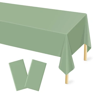 Mulbozy 2 Pcs Sage Green Plastic Table Cloth Disposable, 54 ×108 Inches Mulbozy 2 Pcs Sage Green Plastic Table Cloth Disposable, 54 ×108 Inches