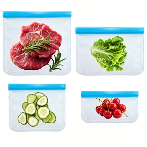 4 Pack Reusable Bags, Washable Silicone Freezer Bags for Sandwich, Fruit, Food Storage, Home Organization (4, Blue) 4 Pack Reusable Bags, Washable Silicone Freezer Bags for Sandwich, Fruit, Food Storage, Home Organization (4, Blue)