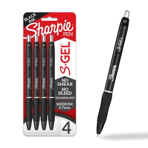 Sharpie S-Gel Retractable Gel Pen, Medium Point, Black Ink, 4/Pack (2096134) Sharpie S-Gel Retractable Gel Pen, Medium Point, Black Ink, 4/Pack (2096134)
