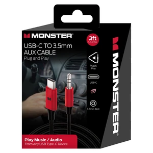 Monster 3ft USB-C to 3.5mm AUX Cable Automotive/Portable Use 3 Foot Cable Monster 3ft USB-C to 3.5mm AUX Cable Automotive/Portable Use 3 Foot Cable