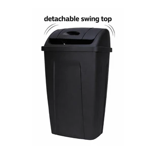 Mainstays Kitchen Trash Can, 13 Gallon Plastic Garbage Bin with Swing Top Lid, Black Mainstays Kitchen Trash Can, 13 Gallon Plastic Garbage Bin with Swing Top Lid, Black