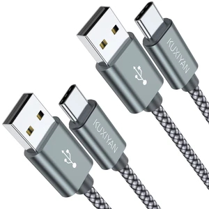 USB Type C Cable,(2-Pack 3FT) USB C Charger Cable Nylon Braided Fast Charging Sync Cord Compatible iPhone 17 Air/16 Pro Max Samsung Galaxy S10 Plus,Google Pixel 2(Gray) USB Type C Cable,(2-Pack 3FT) USB C Charger Cable Nylon Braided Fast Charging Sync Cord Compatible iPhone 17 Air/16 Pro Max Samsung Galaxy S10 Plus,Google Pixel 2(Gray)