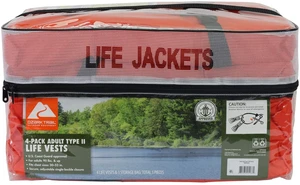 Ozark Trail 4-Pack Adult Type II Life Vests with Storage Bag, Orange Ozark Trail 4-Pack Adult Type II Life Vests with Storage Bag, Orange